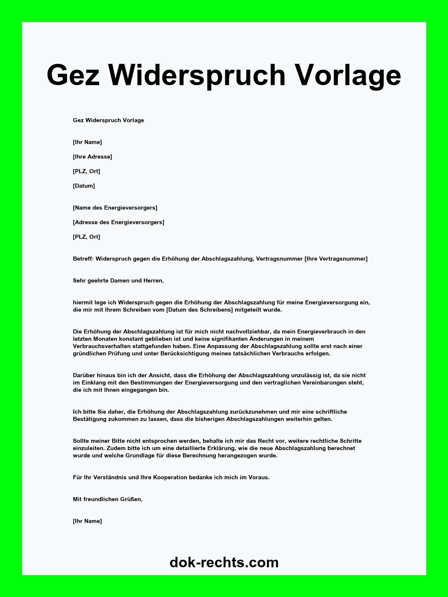 Gez Widerspruch Vorlage PDF